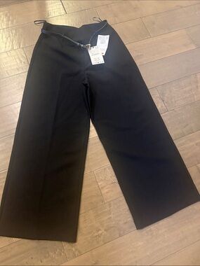 Zara Black Wide-Leg Ankle Pants